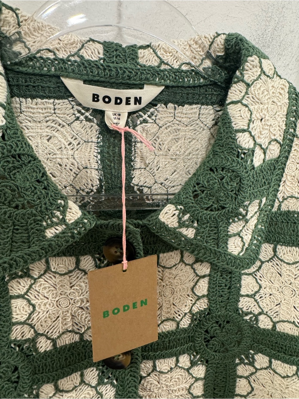 Boden Green and Cream Crochet Jacket - Picture 2 of 7